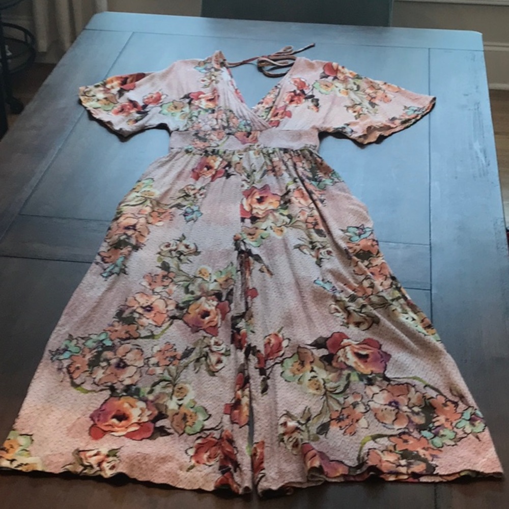 Ladies V-Neck Floral Jumpsuit